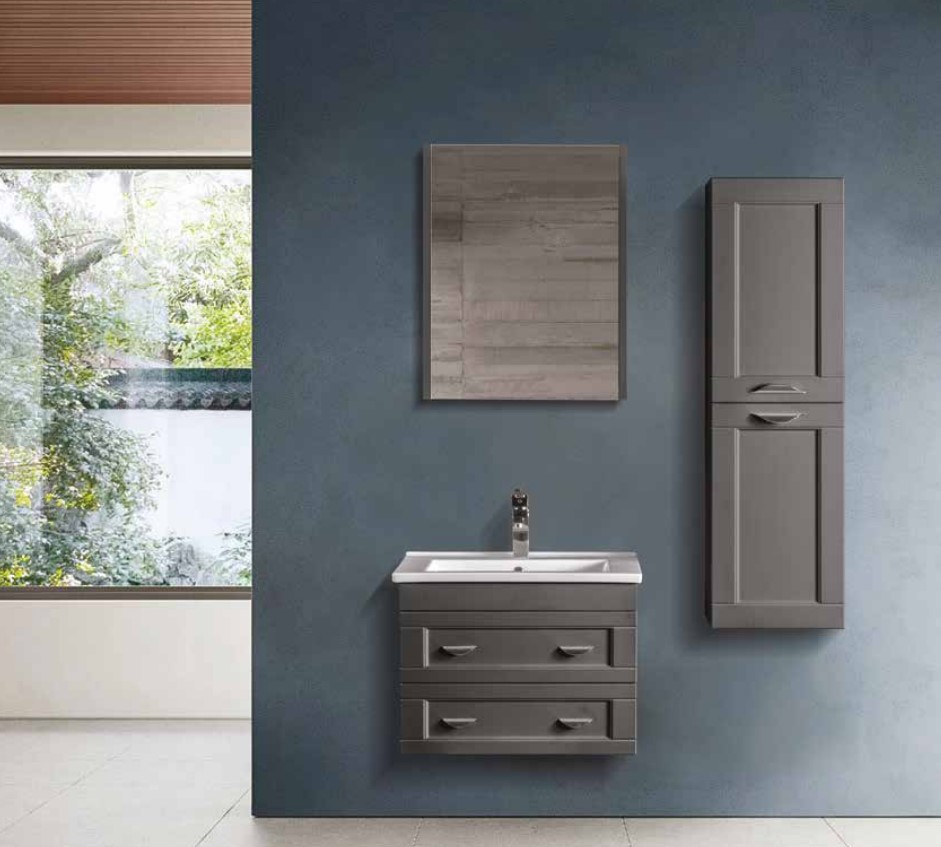 BANYO DOLABI ÇEŞME ANTRASİT 65 CM - TAKIM